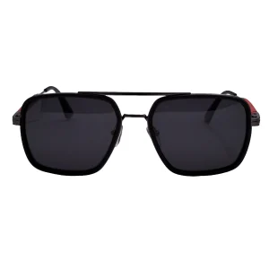 عینک آفتابی پلاریزه پرادا PRADA مدل P0568 مشکی دسته قرمز