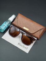 عینک آفتابی پلاریزه ریچل Richel قهوه ای براق دسته 360 درجه - Image 7