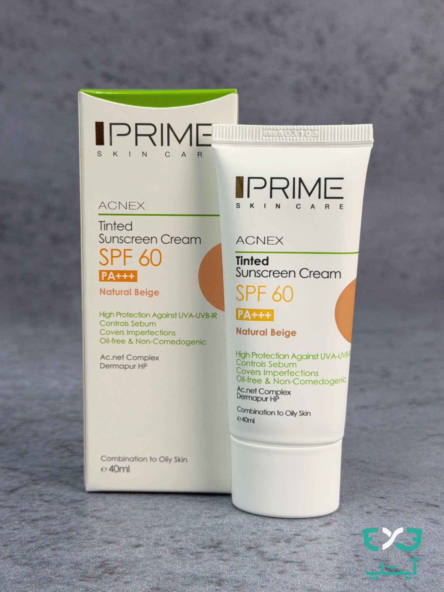 کرم ضد آفتاب رنگی SPF60 پرایم PRIME مناسب پوست مختلط تا چرب فاقد چربی حجم 40ml